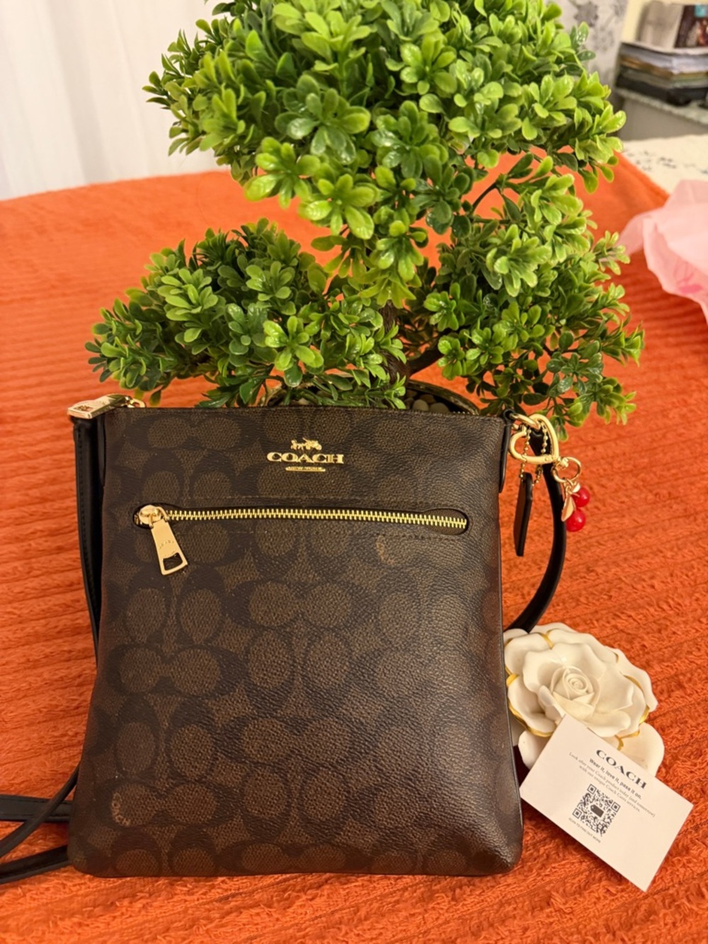 Coach Brown Signature Crossbody with Cherry Charm - Picture 10 of 16